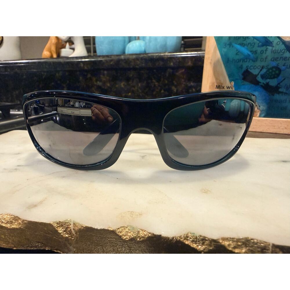 Maui Jim MJ261-02G Polarized Sunglasses Black Blue Frame w/ Case Italy